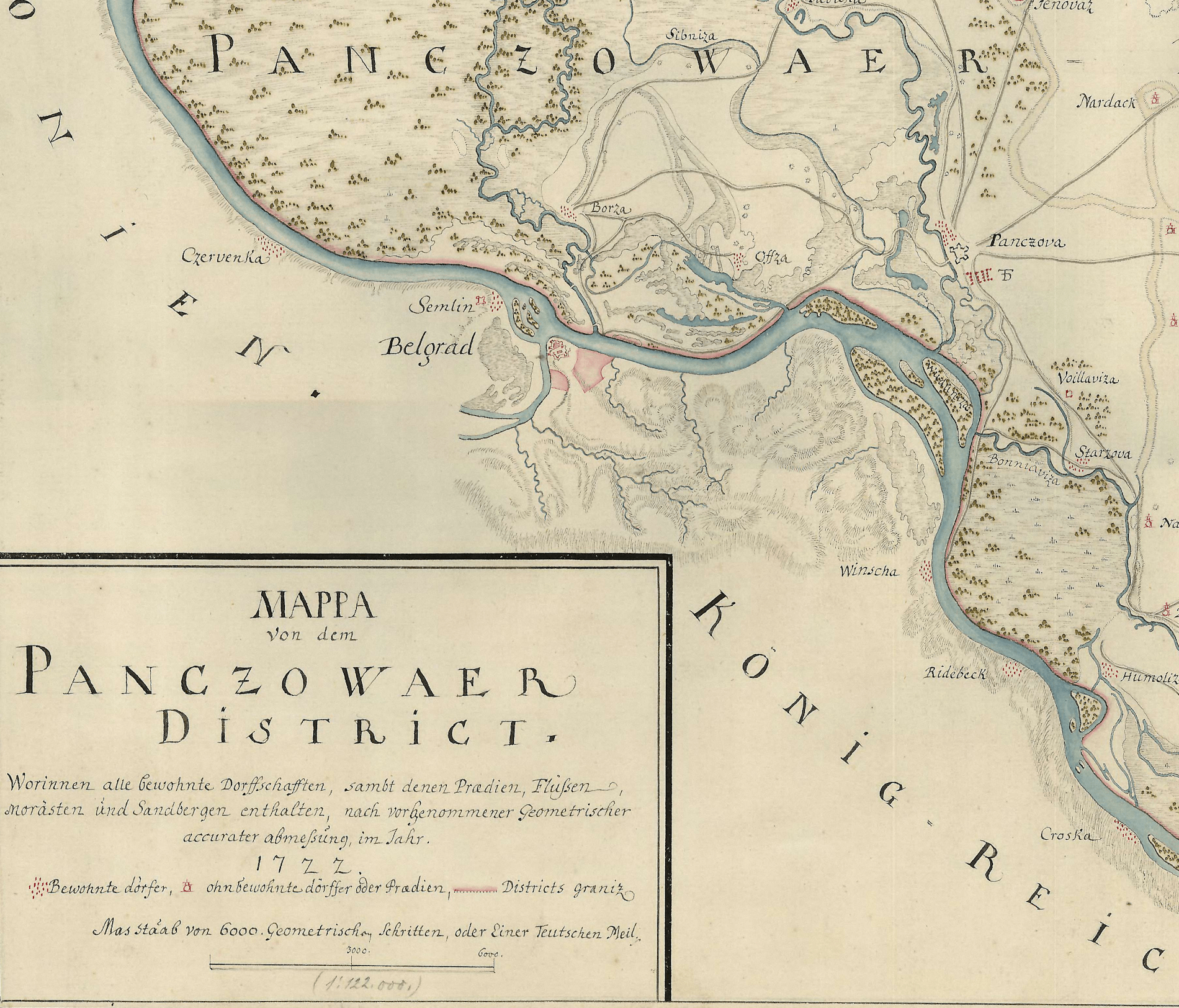 Mapa Pančevačkog Okruga iz 1722. godine