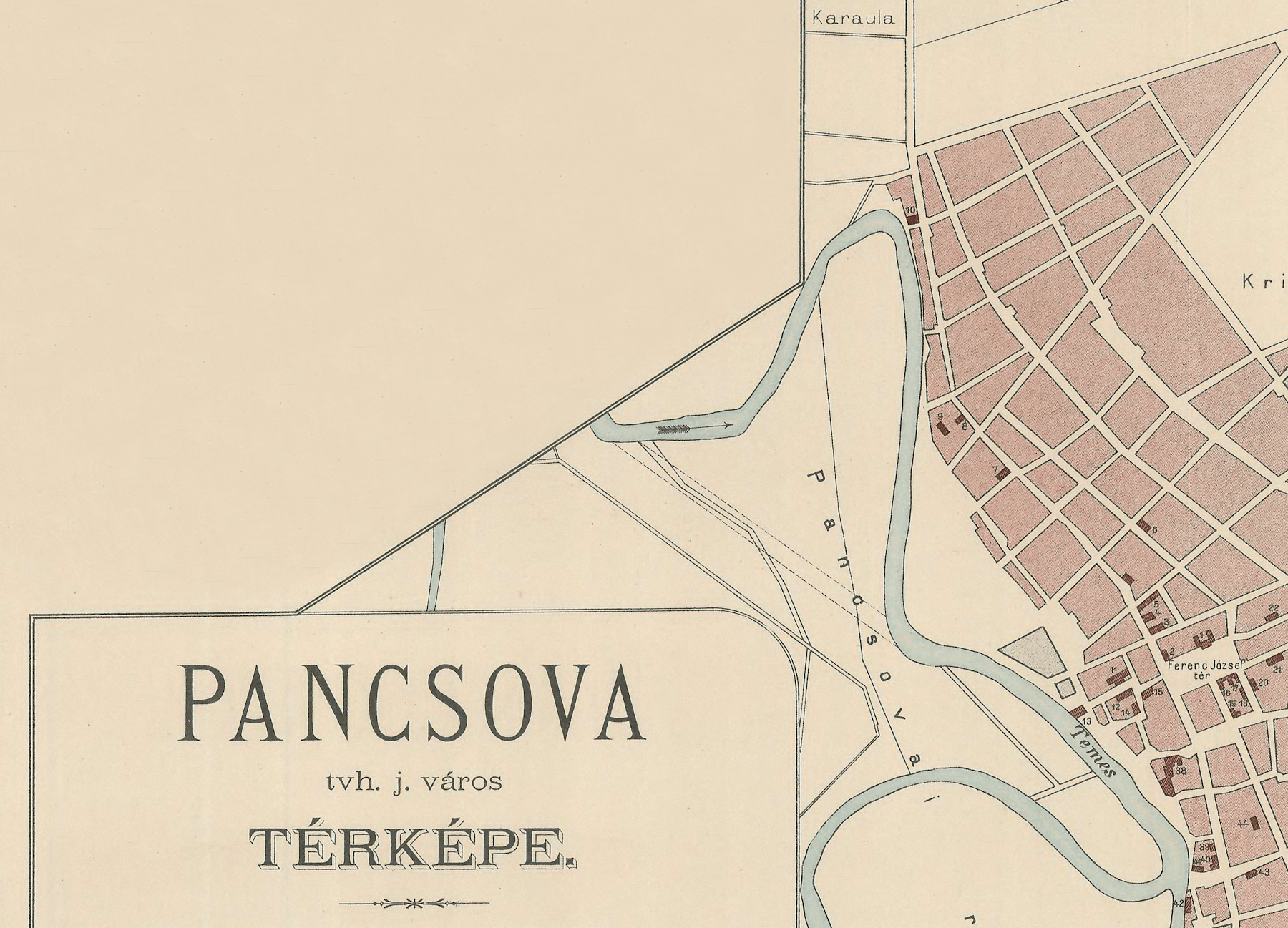 Mapa grada Pančeva iz 1897. godine